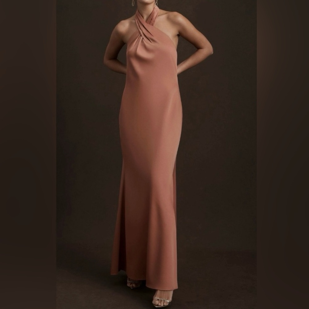 BHLDN Ruby Twist Halter Satin Gown
